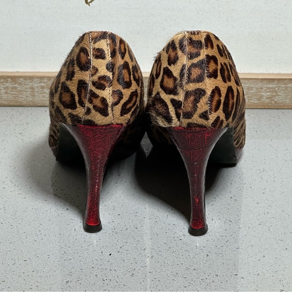DONALD J PLINER COUTURE TIFF Leopard Calf Hair Peep Toe Pumps Heels 6M - Picture 10 of 12